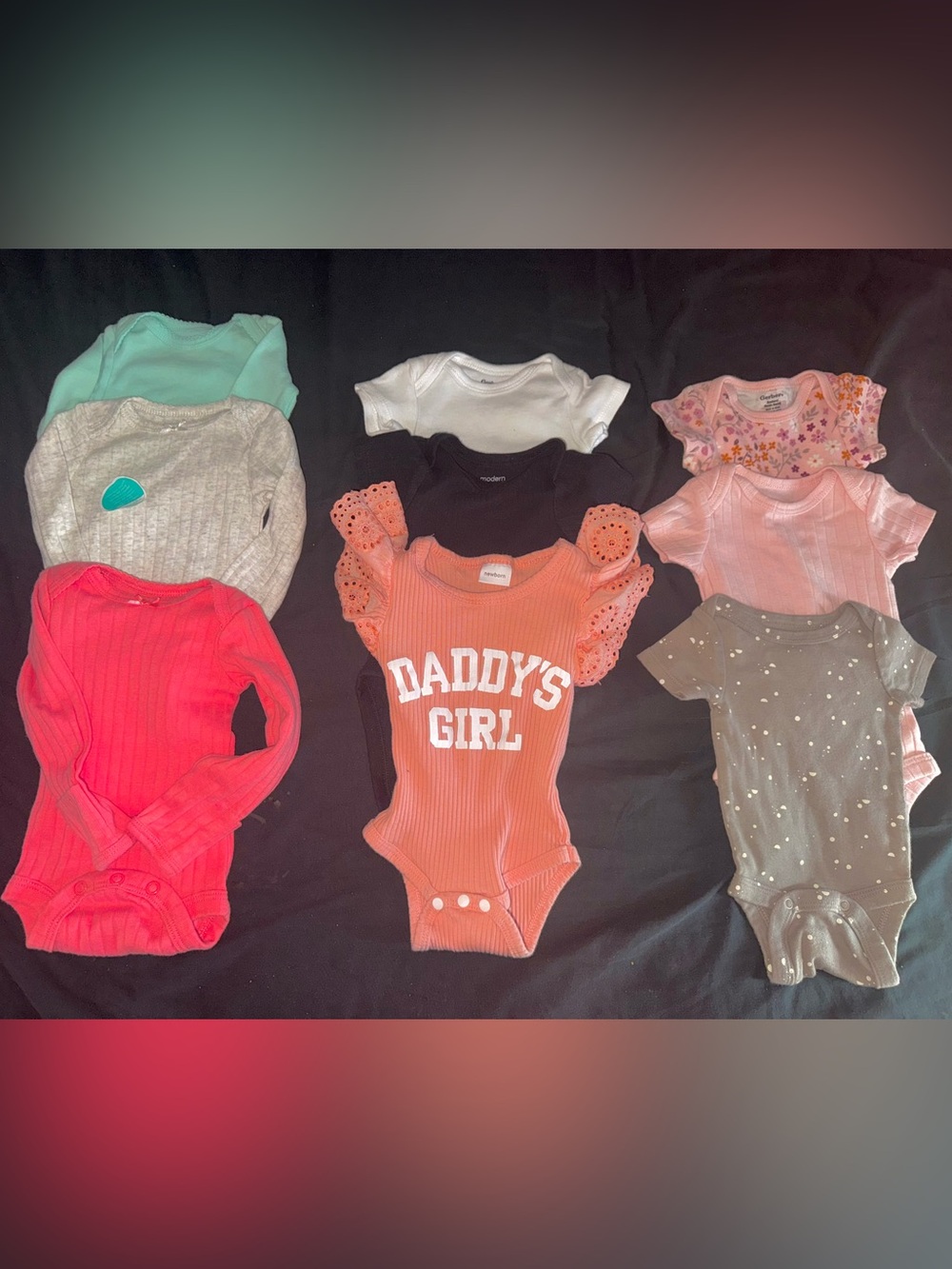 Newborn Girl Onesie Lot 9pc